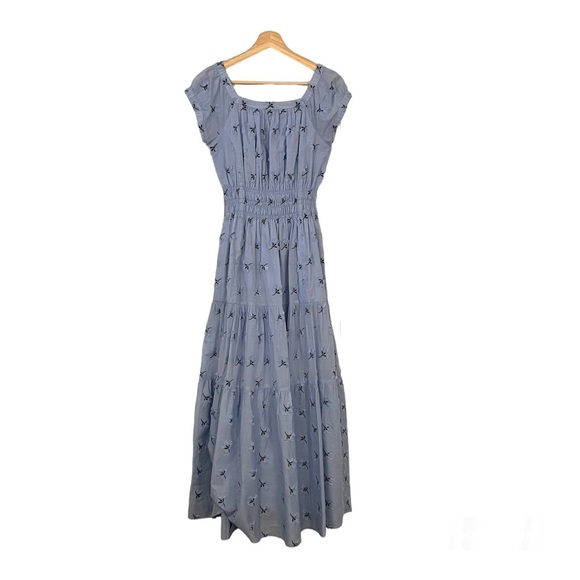 Ann Mashburn Blue Floral Printed Ruched Waist Long Dress Womens XS 100% Cotton - Picture 4 of 14